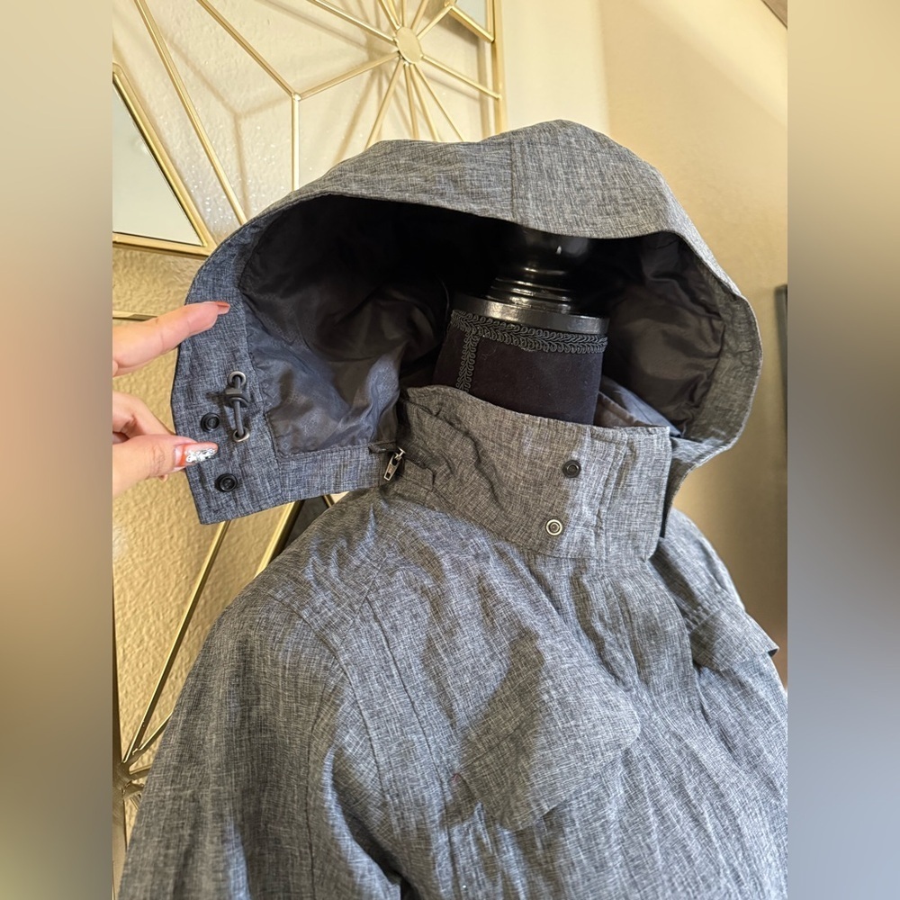 REI Co-op La Selva Waterproof Rain Jacket Trench Gray Belted Hooded XS - Picture 7 of 10